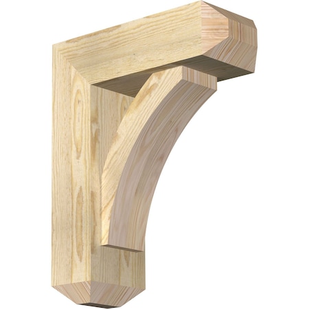 Ekena Millwork Thorton Craftsman Rough Sawn Bracket w/ Offset Brace, Douglas Fir, 6"W x 16"D x 20"H BKT0604X16X20THR04RDF
